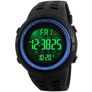 Digitale het Sporthorloge van mensen Militaire Waterdichte Stopwatch Countdown Auto Datum Alarm, Blauw, L, riem