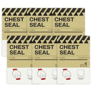 RHINO RESCUE Vent Chest Seal, nooddroomverband, eerstehulpset, steriele verpakking (6 stuks)