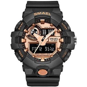 Heren Sport Digitale Horloges, 5 ATM Waterdicht Militair Horloge, Outdoor Sport Countdown/Stopwatch/Alarm Horloge LED Back Light Casual horloge voor Mannen Rubber Zwart,Or rose