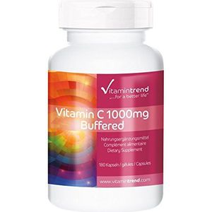 Gebufferde vitamine C 1000mg - 180 veganistische capsules - maagvriendelijk - ! VOOR 6 MAANDEN ! - Gemaakt in Duitsland | Vitamintrend®