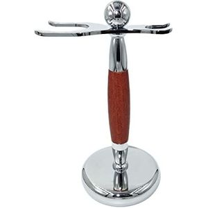 scheerkwaststandaard, Scheermeshouder Praktische scheerborstelstandaard for heren, mode-palissander roestvrijstalen scheerkwasthouderset, mannelijke Pro Rack Tools Kapperset