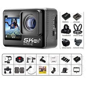 Actiecamera Waterdichte 4K 60FPS Anti-shake Action Camera Dual Screen 170° Groothoek 30m Waterdichte Sport Camera Met Afstandsbediening Outdoor Sport Cam(No card,5K -V39 D)