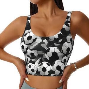 Zwart-wit Voetbal Patroon Print Vrouwen Workout Tank Tops Racerback Mouwloos Sport Vest Voor Yoga Gym Atletische, Zwart, S