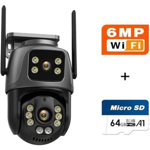 Bewakingscamera, 3K Dual Lens 8MP 4K Outdoor Camera Waterdichte Beveiliging Menselijke Detectie Video Surveillance CCTV Thuis(3K 6MPadd 64G)