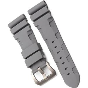 INSTR Natuur rubberen horlogeband voor Panerai Submersible Luminor PAM-band met vlindersluiting 26 mm(Gray Pin,26mm S B)