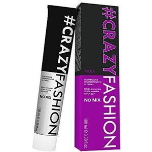 Crazy Fashion Semipermanente haarverf, zonder ammoniak, resorcinol en PPD, houdt 6 tot 8 shampoo, tijdelijke haarkleur, paars, 100 ml