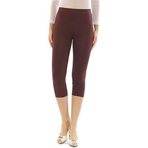 yeset Dames Capri 3/4 leggings katoen hoge tailleband leggings broek ondergoed, bruin, L