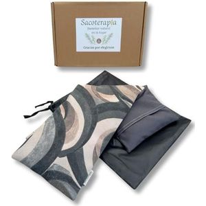 Thermische zadenzak voor magnetron - 50 x 16 cm - Dubbel gebruik: warm of koud - Natuurlijke verlichting van krampen en spierpijn - Vulling van tarwe en lavendel - Golvenprint - SACOTERAPIA