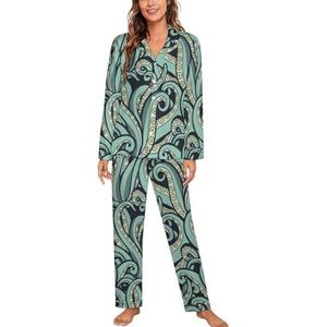 Octopus-patroon1 pyjamasets met lange mouwen voor vrouwen, klassieke nachtkleding, nachtkleding, zachte pyjama's, loungesets