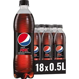 Pepsi Max, Pepsi suikervrije frisdrank zonder calorieën, cafeïnehoudende cola in de fles (18 x 0,5 l)