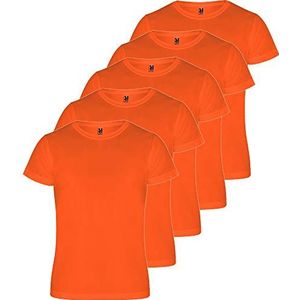 Roly T-shirt (verpakking van 5) sportshirt voor fitness of hardlopen, ademend, Oranje, XL
