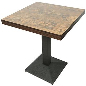 MAYMA Bartafel, eettafel, vierkante tafel, 60 x 60 x 75 cm, industriële stijl, houten plank + ijzeren poten, maximale belasting 120 kg