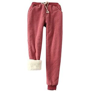 Fnsky Vrouwen Warme Casual Broek, Winter Imitatie Cashmere Jogger Pant, Verdikte Fleece Gevoerde Joggingbroek Sportbroek voor Vrouwen