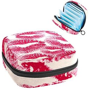 Vrouwen Maandverband Pads Handtas Dames Menstruatie Cup Pouch Meisjes Draagbare Tampon Opbergtas Rode Lippen Periode Pouch met Rits