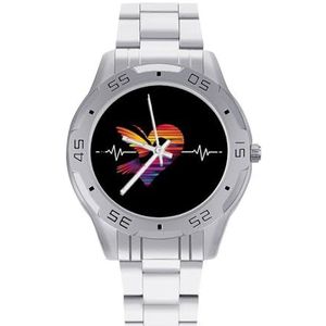 Kolibrie Hart ECG Print Mannen Zakelijke Horloges Legering Analoge Quartz Horloge Mode Horloges