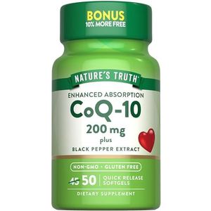Nature's Truth Enhanced Absorptie CoQ10 200 mg Plus Black Pepper Extract, 50 Count