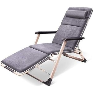 GEIRONV Ligstoel, Patio Zwembad Houders Strand Tuinstoelen Gemaakt Van Stalen Frame Opvouwbare Fauteuil Zero Gravity Outdoor Stoel Fauteuils (Color : Grey+Cotton Pad)