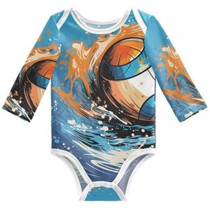 KAAVIYO Baby Aquarel Stijl Volleybal Lange Mouwen Unisex Nieuwe Katoenen Bodysuit voor Kinderen 3-24 Maanden Zomer, Patroon, 12 Maanden
