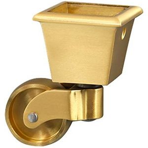 Zware zwenkwielen Massief Messing Zwenkwielen 32mm Vierkante Cup Universele Zwenkwiel Meubelwiel 360° Draaibare Wielen Antiek Vintage, Draagvermogen 150kg, Geschikt for Piano Voeten Banken Tafels (Een