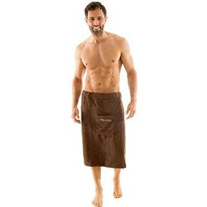 aqua-textil Wellness saunakilt heren 70 x 160 cm bruin katoen sauna arong badstof kilt korte snit