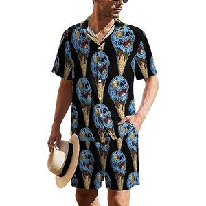 Skull Ice Cream Hawaïaans pak voor heren, set van 2 stuks, strandoutfit, shirt en korte broek, bijpassende set
