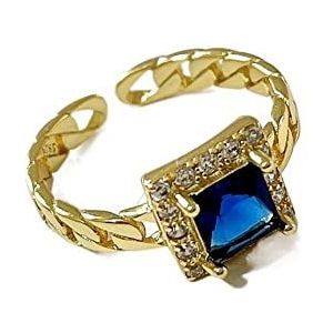 Ringen, dames 925 zilveren ringen, Ring for vrouwen Vierkant S925 zilveren ring Zirkoon Zwarte diamant Eenvoudige ring Delicate geschenken Dagelijks (Color : Blue Diamond Chain Ring_18k)