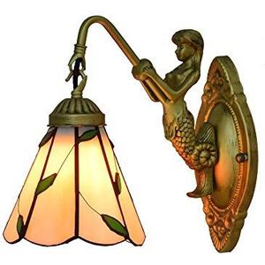 Tiffany -Stijl Wandlicht, Vintage Gebrandschilderde Glazen LED -Wandlamp, Slaapkamer Wandlamp Voor Badkamercorridor