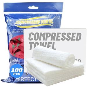 100 stuks mini wegwerp gezichtshanddoek, handdoekje, campinghanddoek - draagbaar gecomprimeerd muntweefsel voor reizen/thuis/buitenactiviteiten (individuele verpakking)