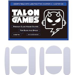 2 sets TALONGAMES afgeronde gebogen randen muisvoeten schaatsen compatibel met Logitech MX Master 3 Gaming Muis Voeten Vervanging, 0,8 mm, Puur PTFE Materiaal met Super Gladde Glide Pads