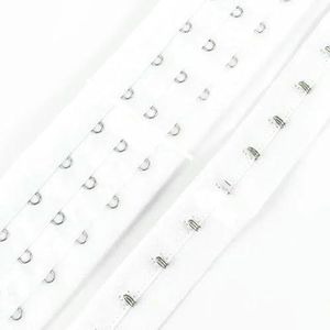 1 Yard 3 Rijen BH Verlengstuk Ondergoed Haak Oog Tape Rug Gesp Korset Verlengstuk Band Lintband DIY Naai Accessoires-Wit-1 Yard