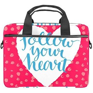 Follow Your Heart Polka Dots Laptop Schouder Messenger Bag Crossbody Aktetas Messenger Sleeve voor 13 13.3 14.5 Inch Laptop Tablet Beschermen Tote Bag Case, Meerkleurig, 11x14.5x1.2in /28x36.8x3 cm