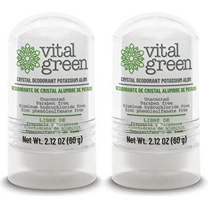 Vital Green - 2 x Natuurlijke Kalium Aluin Bloem Deodorant - Parabenen vrij en Alcohol Vrij - Verwijdert Geur en Vlekken - 60g - 60g
