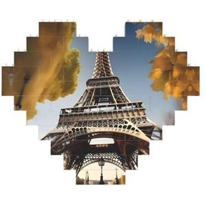 Stadsgezicht Parijs Eiffeltoren Frankrijk legpuzzel - hartvormige bouwstenen puzzelspel - leuk en stressverlichtend puzzelspel