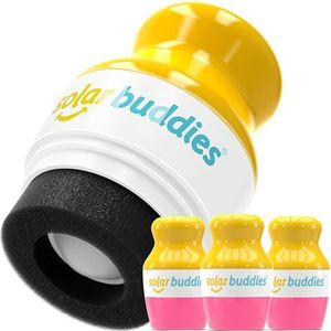 Solar Buddies Zonnebrandcrème Applicator - Pak van 3 roze - Herbruikbare roll-on sponsapplicator voor zonnebrandcrème, zonnebrand en lotion voor kinderen, volwassenen en gezinnen - Bevat 100 ml