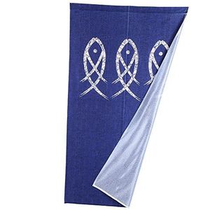 Japanse Noren deuropening gordijn vis bedrukt, keuken gordijn indigo tapijt slaapkamer en badkamer gordijnen, blauw, 150 x 85 cm