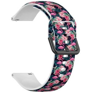 Compatibel met Garmin Vivoactive 5, Vivoactive 3/3 Music, Approach S12 / S40 / S42 (roze flamingo's tropische bloemen palm) 20 mm zachte siliconen sportband armband armband, Siliconen, Geen edelsteen