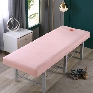 Salonbedlakenhoes SPA-massage, Elastische Wasbare Massagebedhoes Met Gezichtsgat, Zachte Wasbare SPA-massagetafelhanddoek For Schoonheidsbed En Tatoeagebed(Pink,190x70cm)