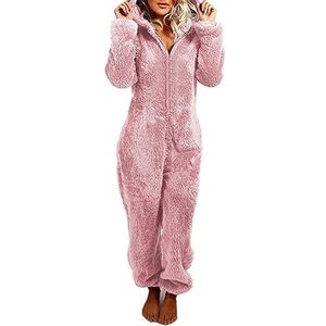 Fleece Pluche Nachtkleding Herfst Winter Vrouwelijke Lange Mouw Hoodies Nachtkleding Pyjama Een Stuk Fluwelen Warmer Jumpsuits, Wijnrood, 4XL