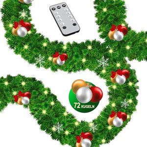 KESSER® Kerstslinger met verlichting, 100 leds, kerstverlichting, binnen en buiten, dennenslinger, kerstdecoratie