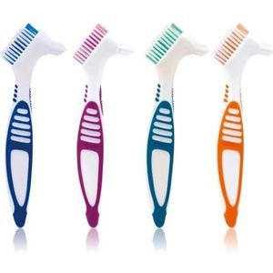 Draagbare Dual Head Prothese Reinigingsborstel in Plastic, 4 STKS Valse Tanden Borstel Set voor Retainer Care