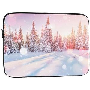 Dennenbomen onder kleurrijk schuim laptop hoes mode lichtgewicht notebook computer tas schokbestendig laptop case cover aktetas draagtas voor vrouwen mannen 10 inch