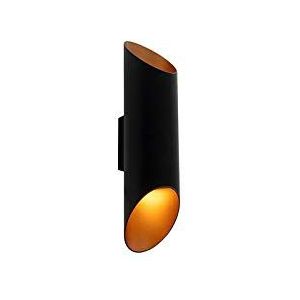 QAZQA - Moderne wandlamp zwart met gouden binnenkant 9,6 cm- Organo | Woonkamer | Slaapkamer | Keuken - Aluminium Cilinder - GU10 Geschikt voor LED - Max. 2 x 50 Watt