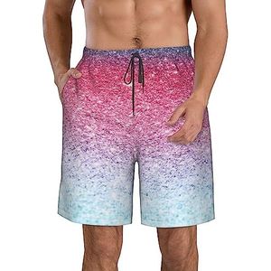 PHTZEZFC Blauwrode en paarse pastelkleuren print strandshorts voor heren, zomershorts met sneldrogende technologie, lichtgewicht en casual, Wit, L