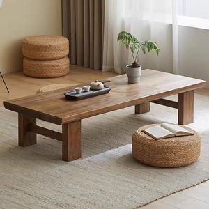 ZENCIX Lage salontafel om op de vloer te zitten, Japanse vloertafel massief hout, houten salontafel meubels voor woonkamer, receptieruimtes, tatami