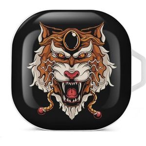 Japanse tijgerkop oordopjes hoesje compatibel met Samsung hard shell beschermhoes witte stijl
