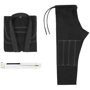 UBOHUZ Jiu-Jitsu-Gi-pak voor heren, BJJ-Gi dames, grappling, voorbehandeld tegen krimpen, zweetafvoerend, machinewasbaar, licht, met riem voor mannen, vrouwen (zwart, A2)