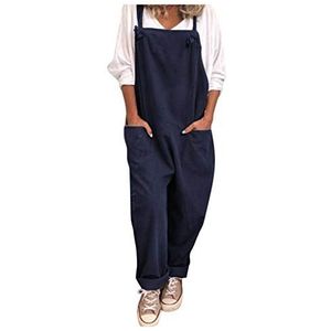 Binggong Jumpsuit voor dames, zomer, lang, linnenoptiek, tuinbroek, dames, bloemen, overall, retro, zomerbroek, romper baggy broek, rompertje met zakken