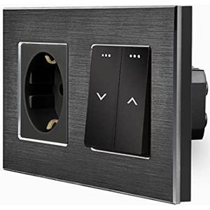 Luxus-Time - LXBA2-LX-102W-71-12 - Wipp Schuko Stopcontact - Zwart - Inclusief Aluminium Frame