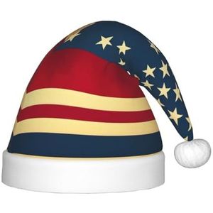SSIMOO Amerikaanse vlag print heerlijke kinderen pluche kersthoed - vakantie decoratieve hoed voor feesten, feestelijk plezier en meer