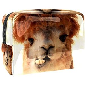 Draagbare make-up tas met rits reizen toilettas voor vrouwen handige opslag cosmetische zakje schattige dier zoogdier alpaca